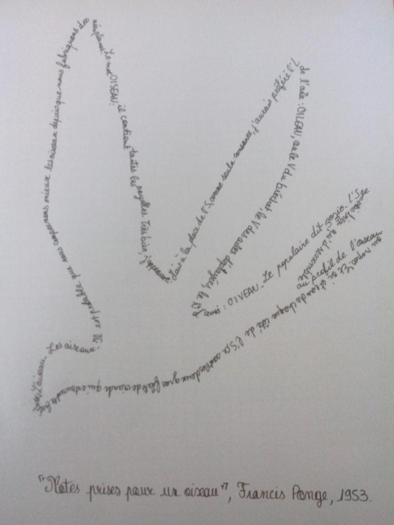 Calligramme de Francis Ponge